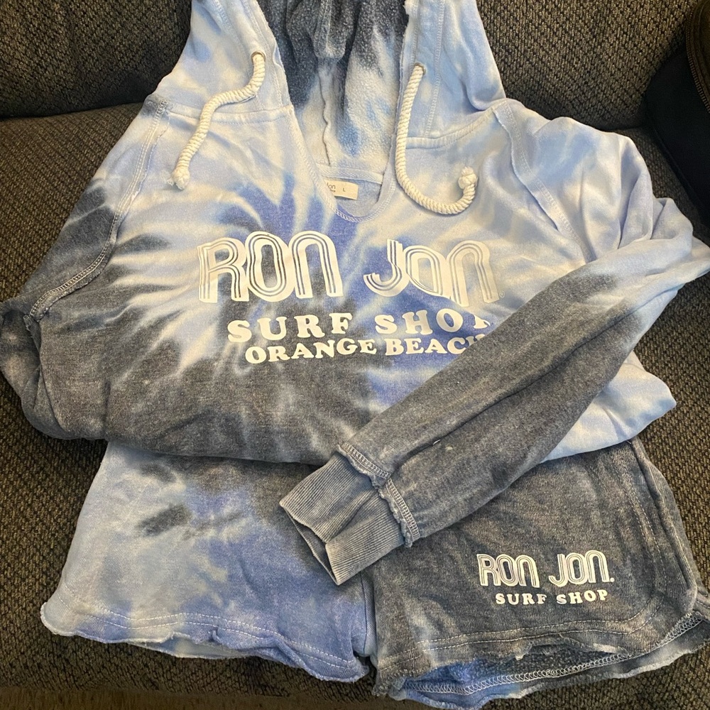 Ron Jon Blue and White Tie-Dye Hoodie